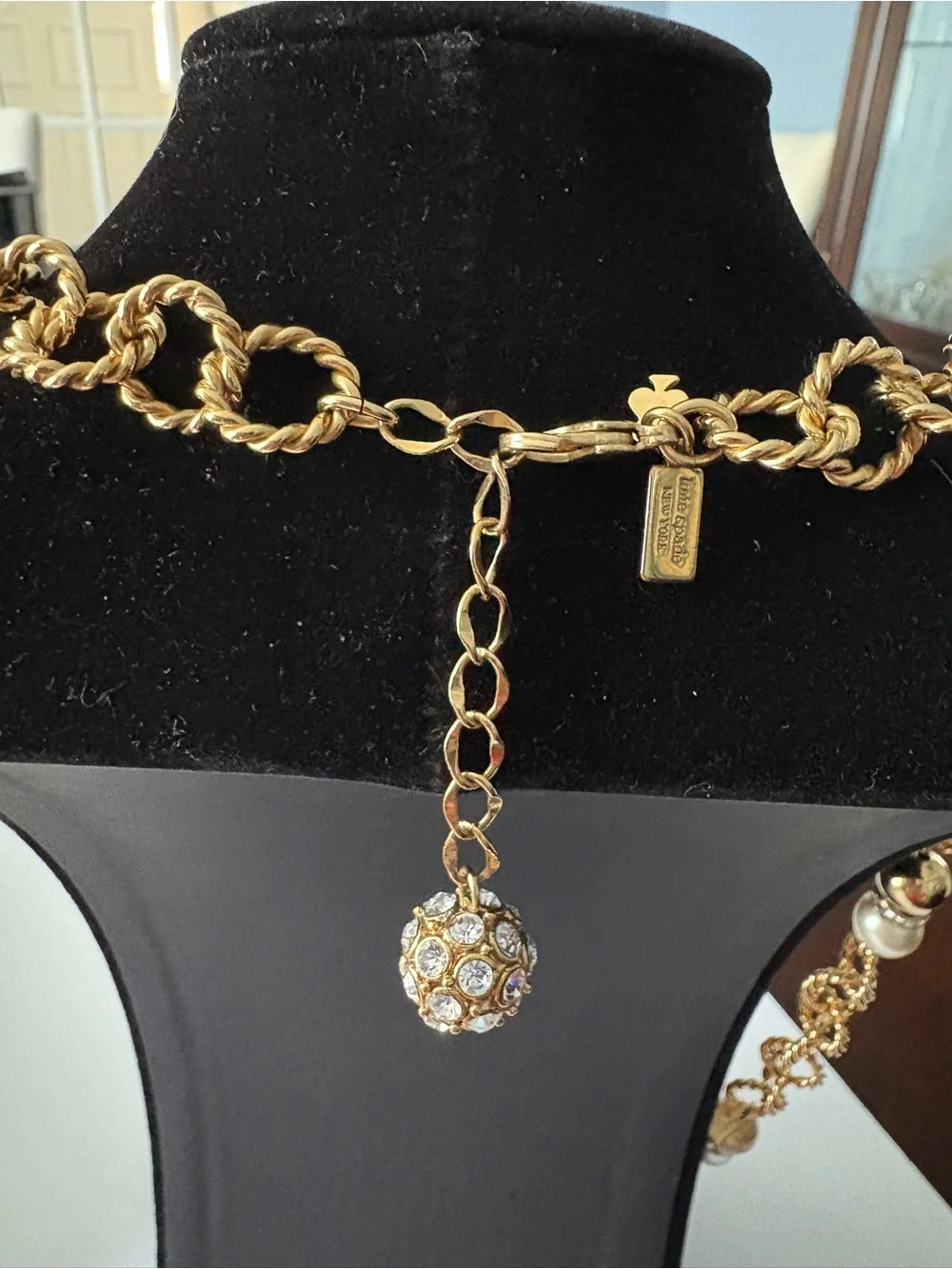 Kate Spade Gold Chain Necklace with Pearl and Crystal Accents